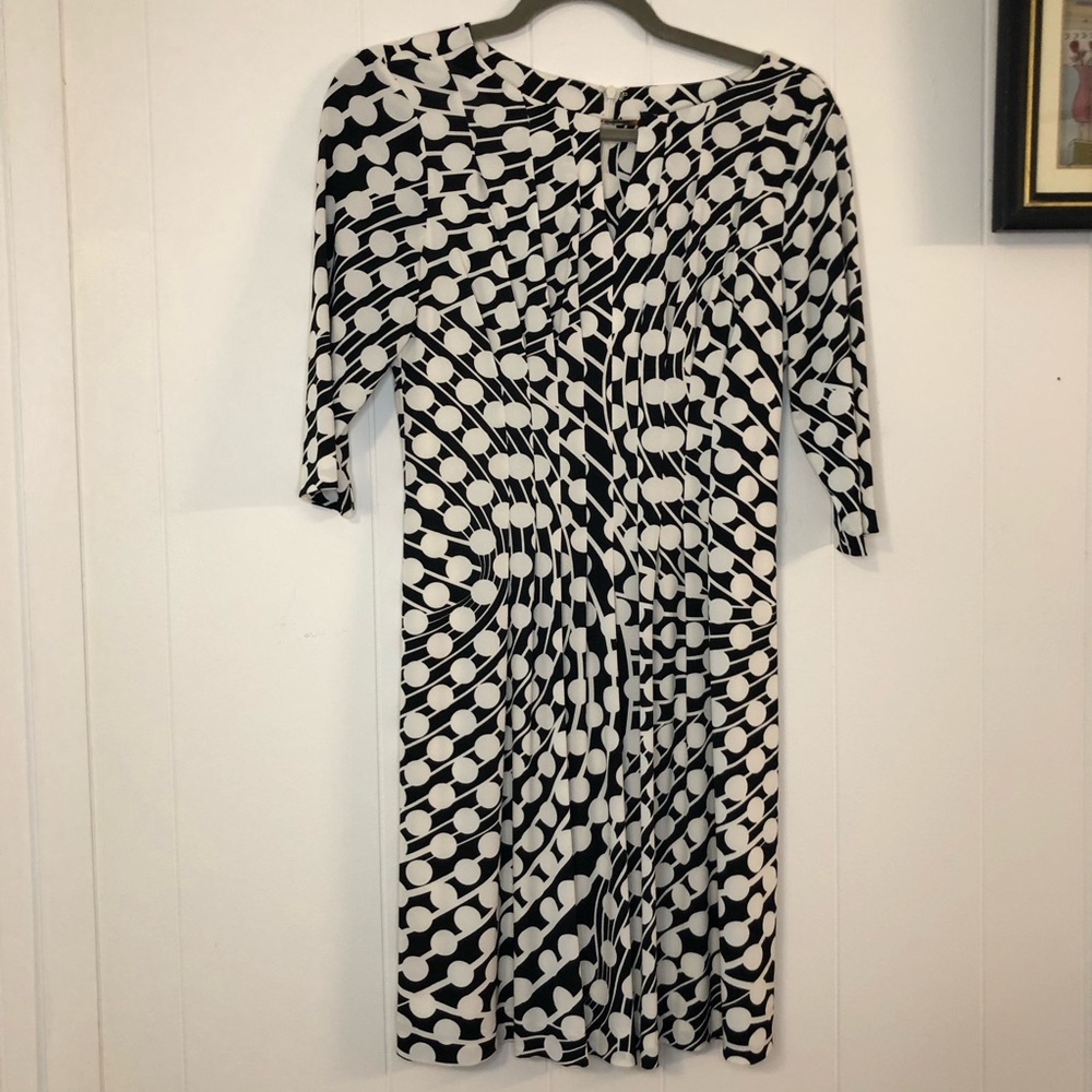 Tahari Arthur S Levine Black & White Geometric Midi Dress 4P